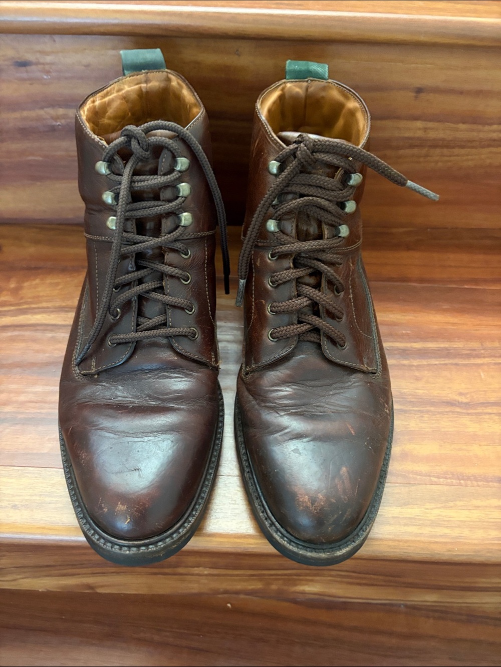 COLE-HAAN Men's Brown Leather Lace-Up Boots 10.5